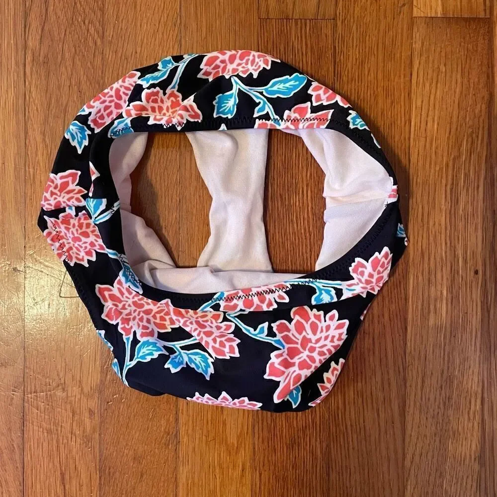 NO BRAND | black floral bathing suit bottoms XS